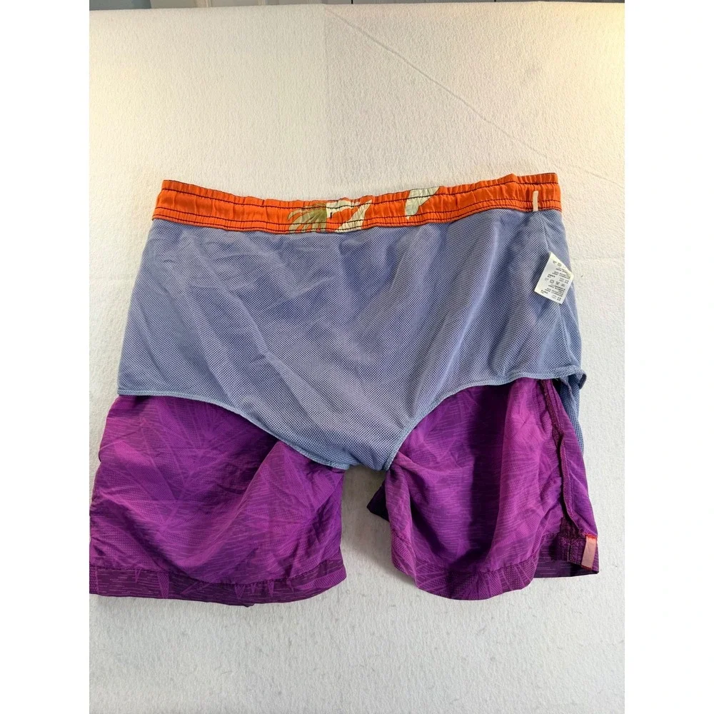 Tommy Bahama Relax Mens Purple Palm Leaf Tropical Swim Trunks Board Shorts L